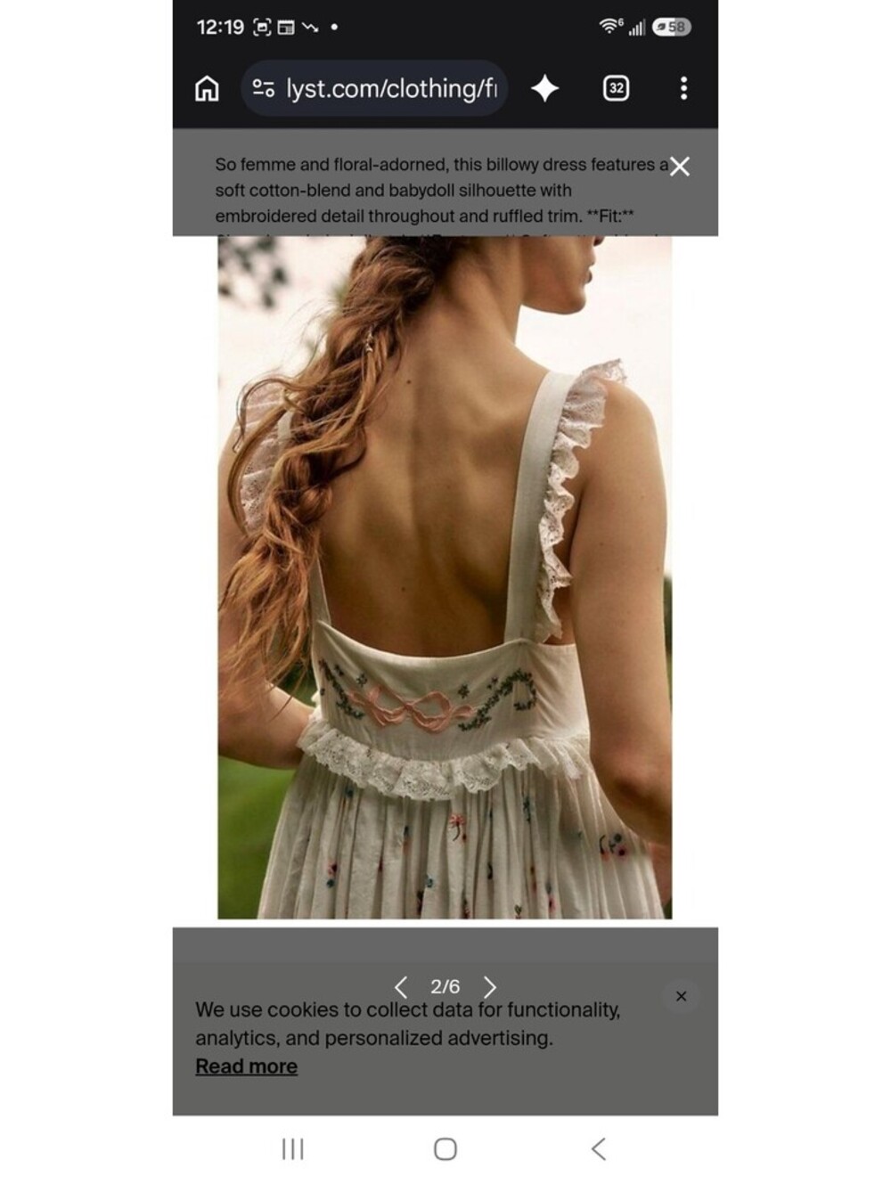 Free People cotton peasant dress. Starlight babydoll, Large. Retail $300, - Picture 9 of 9
